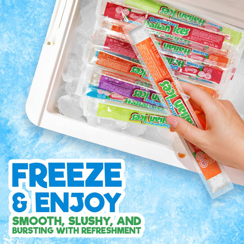 10 Count 1.5oz, Clear Italian Ice Freeze Pops, Freeze Pops Bulk Each is Great Dye Free Popsicles for Sharing, Snacking
