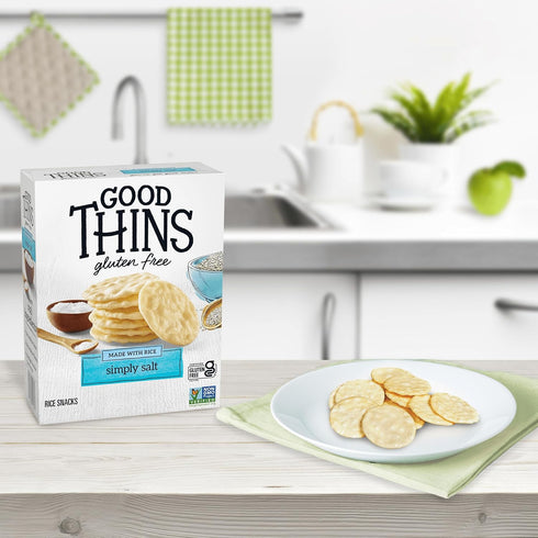3.5 Oz Good Thins Simply Salt Rice Snacks Gluten Free Crackers, Snack Crackers