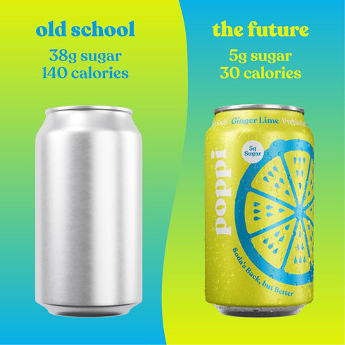 12 Poppi Lime Ginger Prebiotic Soda, Fz