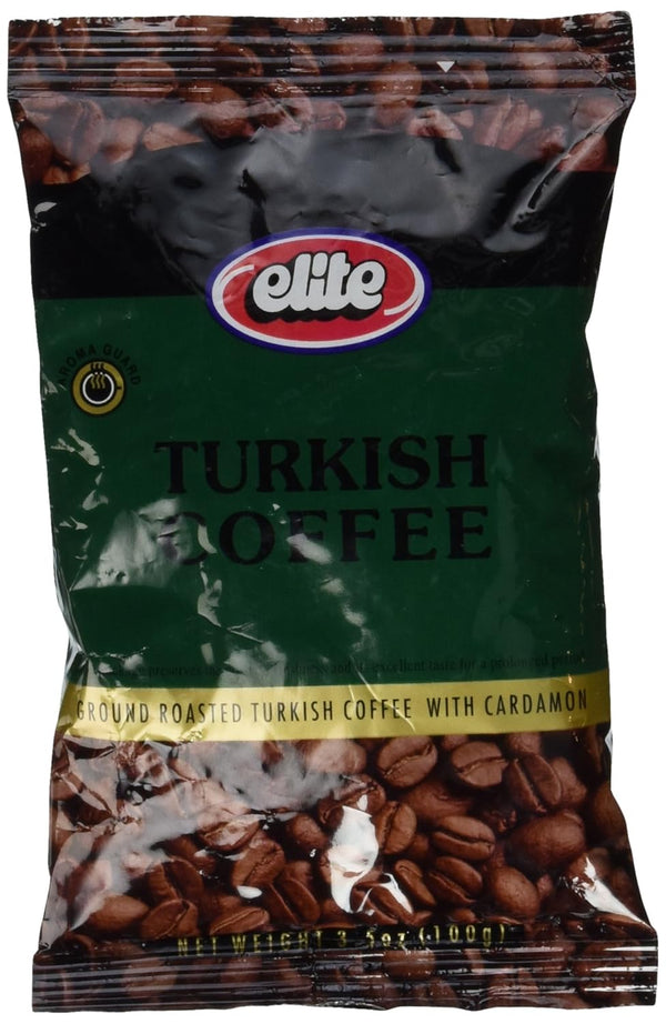 Elite Turkish Coffee with Cardamom, 3.5oz Bag