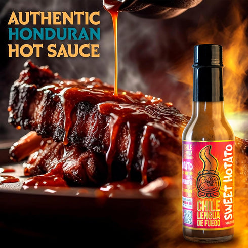 1 Chile Lengua de Fuego Sweet Hotato Hot Sauce - Bottle - Sweet Potato, Scotch Bonnet, Passion Fruit & Blackberry