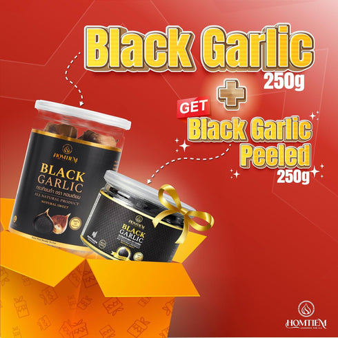 8.82oz(250g), 90 Homtiem Black Garlic Whole Peeled Black Garlic, Natural organic sause whole cloves fermenter for Days