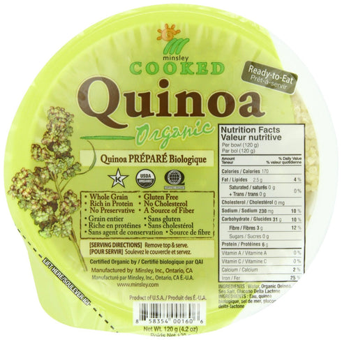 MINSLEY Organic Quinoa, 4.2 Oz, Cooked and Ready to Eat, (6 Pack)