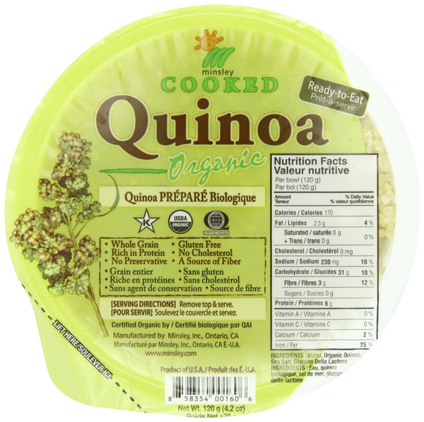MINSLEY Organic Quinoa, 4.2 Oz, Cooked and Ready to Eat, (6 Pack)
