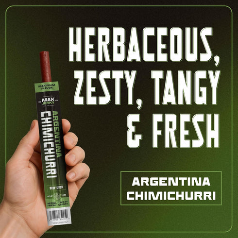 10 MaxJerky Argentina Chimichurri Beef Sticks Herb-Seasoned Gourmet Jerky Snack High Protein, Low Calorie, Gluten Free