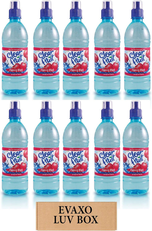 LUV BOX - Clear Fruit Cherry Blast Water Sport 16.9 Oz Bottles,Pack of 10,