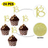 Sumerk 24PCS Gold Glitter 18 Cupcake Toppers for 18th Birthday Anniversary Party Decorations