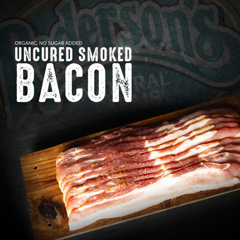 Whole30 (4 Pack, 8oz Pedersons Farms, Organic Pork Bacon, Use/Freeze) No Sugar Added, Uncured, Keto Paleo Diet