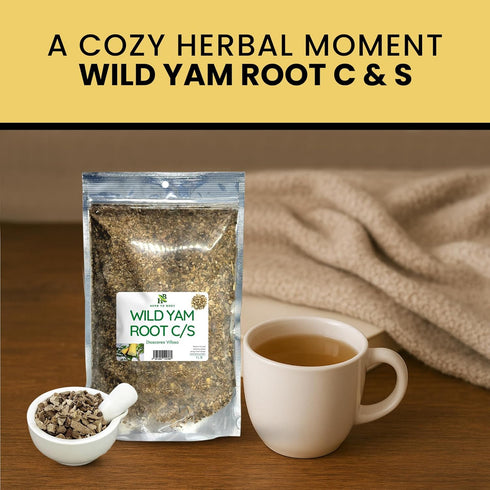 4 oz, Herb To Body Wild Yam Root Cut & Sifted Wildcrafted Dioscorea Villosa for Herbal Tea, Relaxation Support