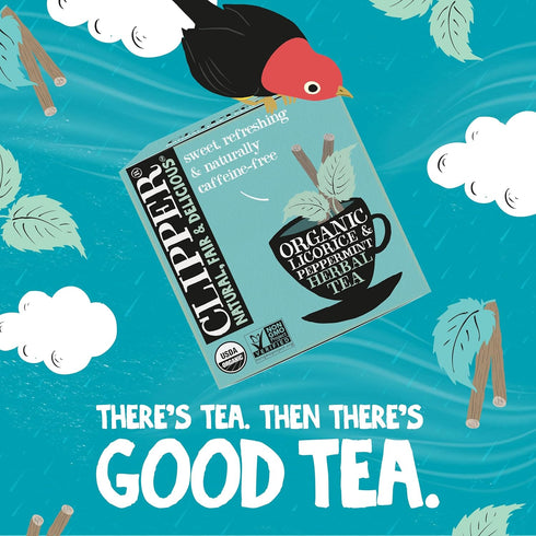 50 Clipper Tea Peppermint & Licorice Teabags Caffeine Free, USDA Organic, Great Hot or Iced Sweet, Refreshing, Natural