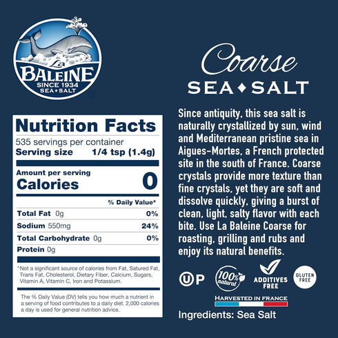 2 Pack La Baleine Fine & Coarse Sea Salt Bundle