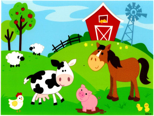 Whimsical Practicality Farm Animals Edible Icing Image, 1/4 Sheet, Multicolored