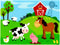 Whimsical Practicality Farm Animals Edible Icing Image, 1/4 Sheet, Multicolored