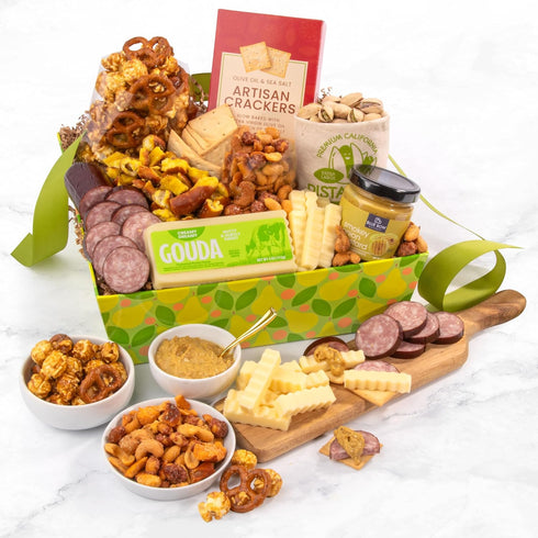 A Gift Inside Gourmet Snack Box - Meat, Cheese & Treats Variety
