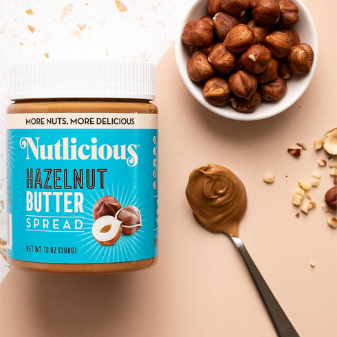 (13 oz), 4g NUTLICIOUS Hazelnut Butter Spread Spreadable Roasted Hazelnuts with Silky-Smooth Texture, Made in the USA