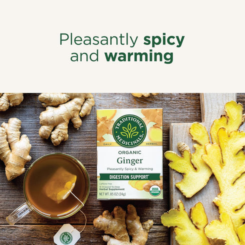 96 (6 Pack) Traditional Medicinals Tea, Organic Ginger, Healthy Digestion, Pleasantly Spicy & Warming, Kosher, Non-GMO