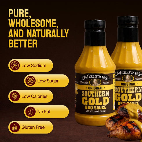 18oz (Pack 2) Maurices Southern Gold BBQ Sauce Classic Carolina Mustard BBQ Sauce with Bold Flavor Authentic Southern