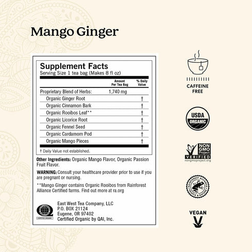 16 Pack (4 Packs) Yogi Tea Mango Ginger - Bags per - Organic Ginger Root Tea to Support Healthy Digestion - Contains
