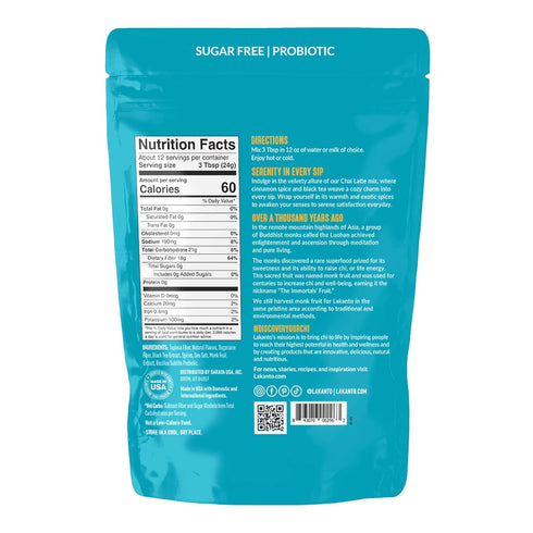 (9.9 Oz) Lakanto Sugar Free Chai Latte Drink Mix - Monk Fruit Sweetened, Cold or Hot Chai Tea, Vegan, Probiotics, Rich