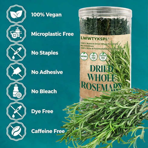 LWWTYKSPL 3.53oz 100g Premium Rosemary Sprigs, | All-Natural, Non-GMO for Cooking, Baking, Tea & Beverages | Culinary