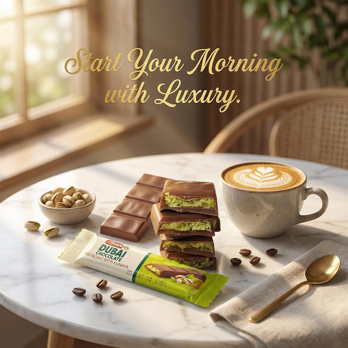 (Pack 24) 27gr 1.43 24 Dubai Chocolate Bar of Kunafa Pistachio Bar- Total pounds.-, Perfect for Gifting, Fresh Daily