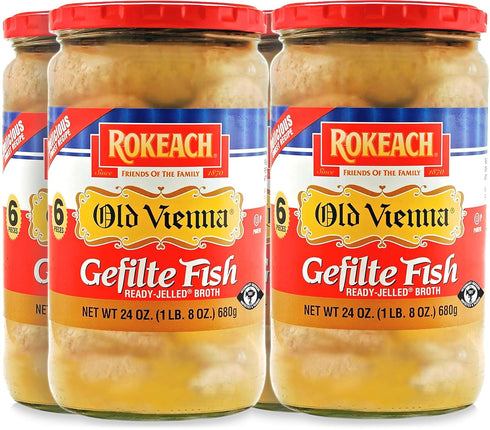 Rokeach Old Vienna Gefilte Fish, 24 oz Jar (4 Pack) | Delicious Sweet