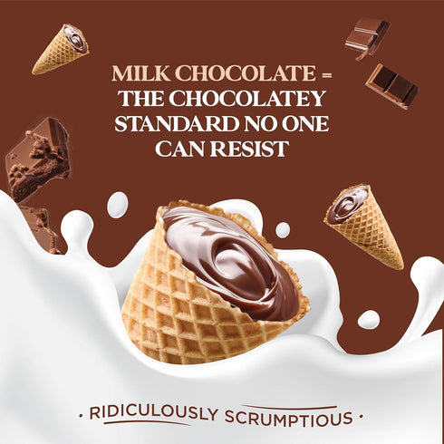 4.24 Oz. 119g Pack got milk? Mini Waffle Cones, Milk Chocolate, / Resealable Bag, Delicious Milk Chocolate Filled