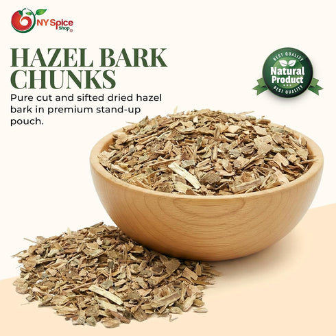 8 Packaged NY Spice Shop Witch Hazel Bark Cut and Sifted - Ounce Dried Cut & Sifted Herbal Bark for Teas Tinctures