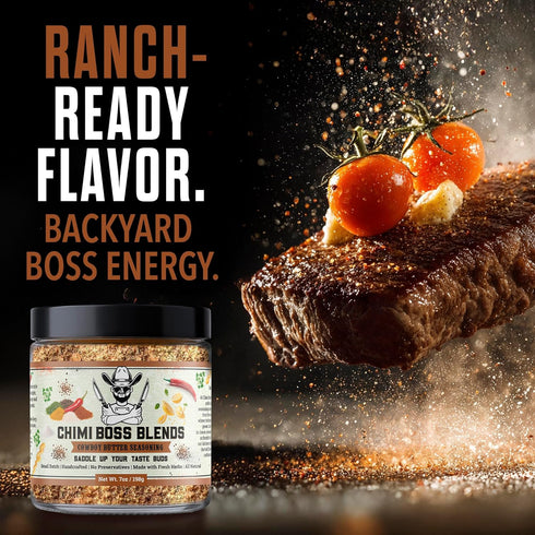 7oz Chimi Boss Blends Cowboy Butter Seasoning, Garlic Herb Butter Dry Rub for Grilling, Smoking & BBQ Gourmet