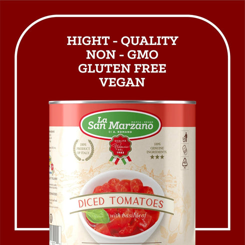 6 Pack, 100% 6 28 Oz Packed La San Marzano Italian Diced Chopped Crushed Tomatoes, Product of Italy, x Can, Italian
