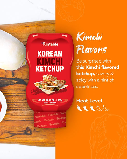 (12.70 oz, Pack 1) Funtable Korean Kimchi Ketchup of - Savoury & Spicy, Ketchup, Great Flavors, Easy-to-Use. Perfect