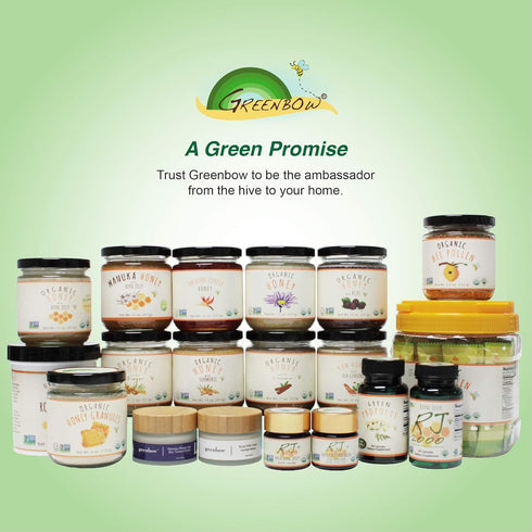 100% (22oz_Fresh 30,000 GREENBOW Organic Honey w/Fresh Royal Jelly - USDA Certified Organic, Non-GMO, Gluten Free