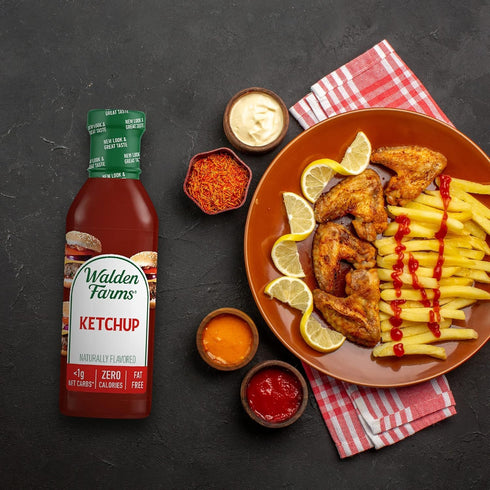 12 oz Walden Farms Ketchup Zero Calorie, Sugar Free, Keto & No Carb Classic Tomato Condiment for Burgers, Fries & More