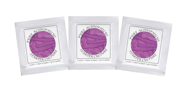 Yogurt Starter Cultures - Pack of 3 Freeze-dried Culture Sachets for Pure Acidophilus Yogurt