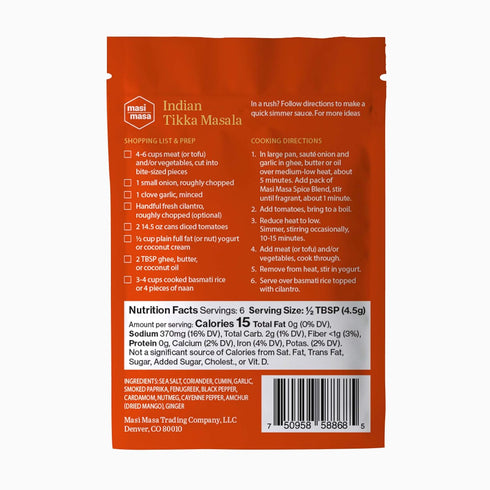 MASI MASA Indian Tikka Masala Spice Blend (3 pack), Curry Seasoning for Simmer Sauce, Marinade or Rub, 12 Spice Mix, Vegan, No Gluten, Soy, Dairy, or GMOs, for Chicken, Vegetables, Seafood