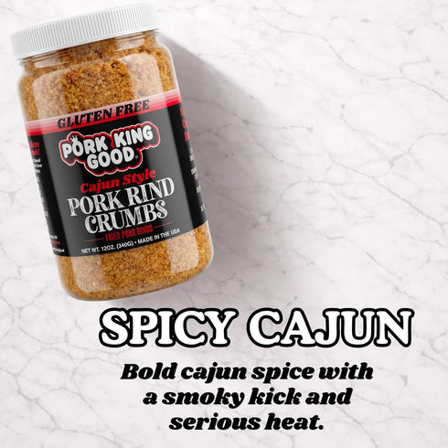 12 Oz Pork King Good Spicy Cajun Low Carb Keto Diet Pork Rind Breadcrumbs!Perfect For Ketogenic, Paleo, Gluten-Free