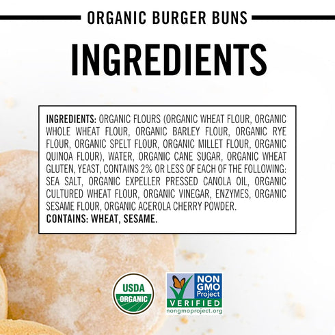 8 Count Dave's Killer Bread Burger Buns Done Right, Organic White Bread Hamburger Buns