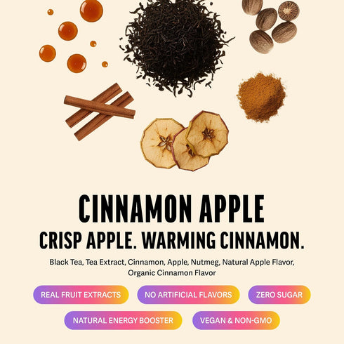 50 150mg Zest Energy Tea - Cinnamon Apple Spice High Caffeine Black Tea Loose Leaf Blend - Caffeinated Coffee