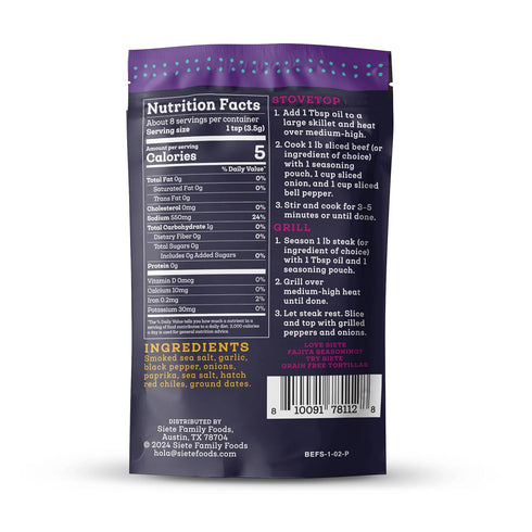 Whole30 6 Packets (42 Beef Fajita Seasoning Mix | Seasoning for Beef, Shrimp, and Veggies | Gluten Free | Vegan | Non