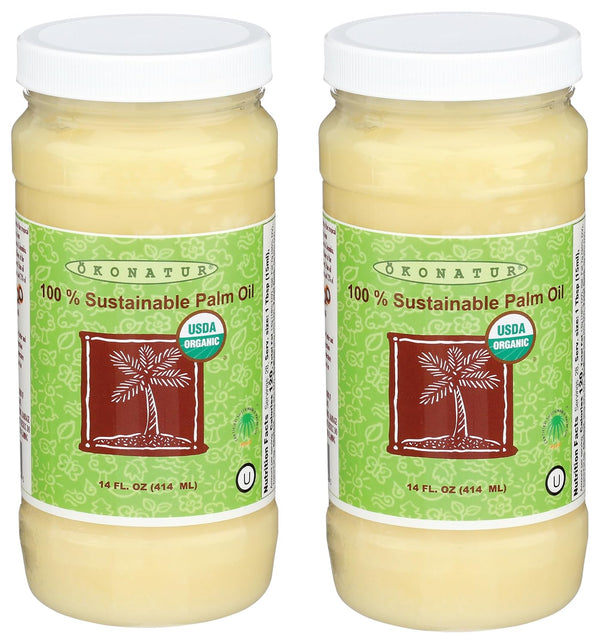 100% Sustainable Palm Oil | RSPO Certified | USDA Organic | 2-Pack (14 fl oz) | For cooking, baking and soap making (2)