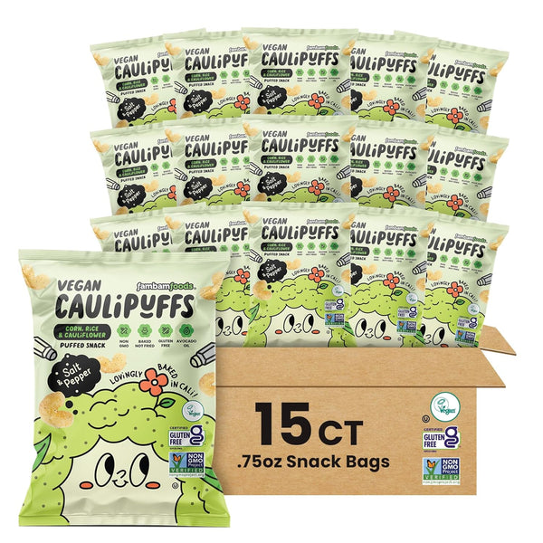 CauliPuffs - Corn, Rice, and Cauliflower Gluten Free Puffed Snack (15 x