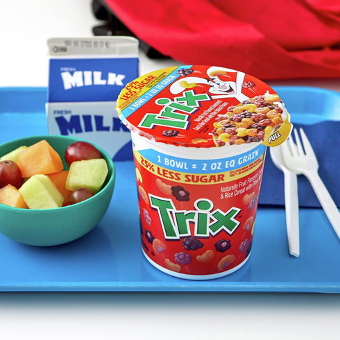 By The Cup 25% 2 oz (Pack 12), General Mills Less Sugar Cereal Variety, Cups of Cocoa Puffs, Cinnamon Toast Crunch