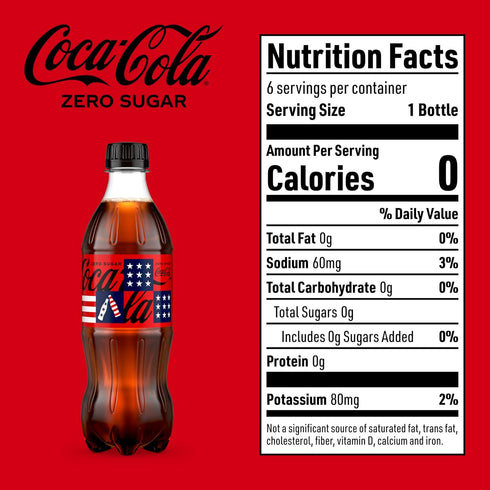 16.9 oz, 6 Pack Coke Zero Sugar Diet Soda Soft Drink, fl