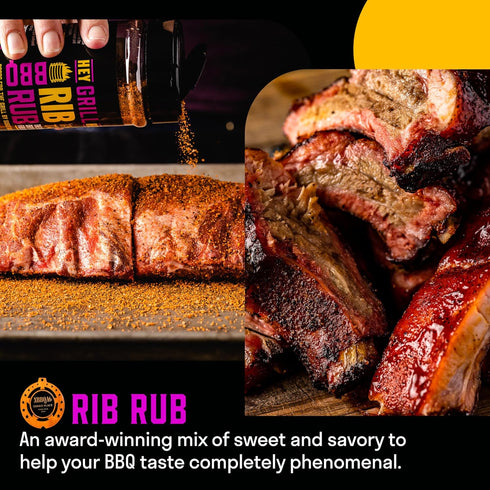 10.4oz Hey Grill Hey | Rib Rub | BBQ Rub | Rib Seasoning | Beef & Pork Seasoning | BBQ Chicken and More | NBBQA Award