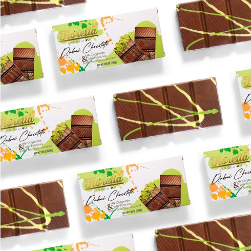 7.05 Oz Fiorella Dubai Chocolate Bar Pistachio, Luxury & Premium Dubai Milk Chocolate Bar Filled with Pistachio Butter