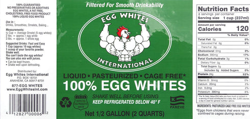 EGG WHITES INTERNATIONAL WWW.EGGWHITESINT.COM 100% 100% (1 Egg Whites International Pure Liquid Egg White Protein