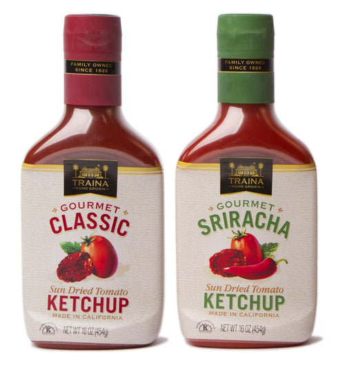 Traina Home Grown Gourmet Classic and Sriracha Ketchup Combo Pack - No