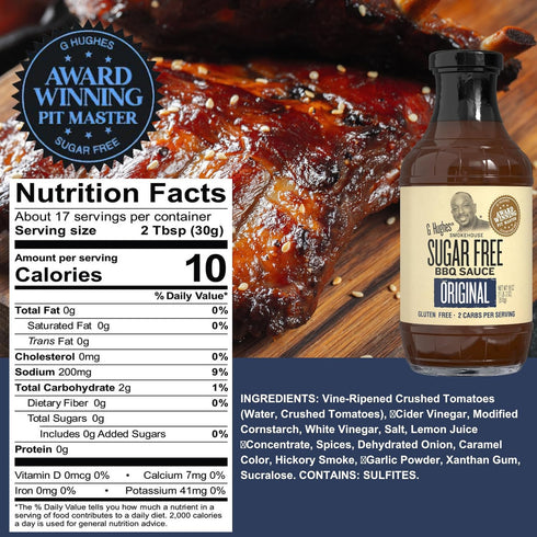 18 Oz, 18 Oz, 13 Oz (3 Pack) G Hughes Sugar Free, BBQ Sauces & Ketchup Bundle - Original Sugar Free BBQ Sauce - Hickory