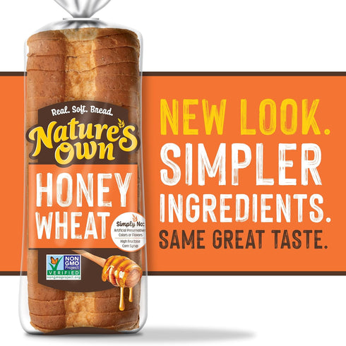 20 oz Nature's Own Honey Wheat, Honey Wheat Sandwich Bread, Loaf