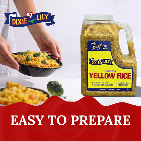 3.5lb Dixie Lily - Yellow Rice Dinner - Long Grain Parboiled With Vegetables, Turmeric, Mexican Saffron, Flavorful